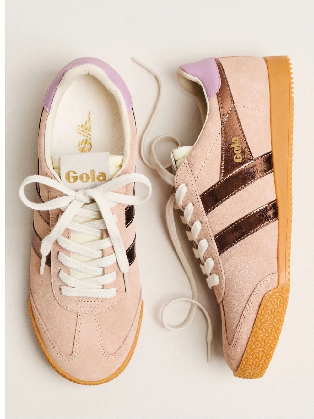 Gola Elan Glitz Sneakers - Cameo/Bronze/Candy suede - NIB